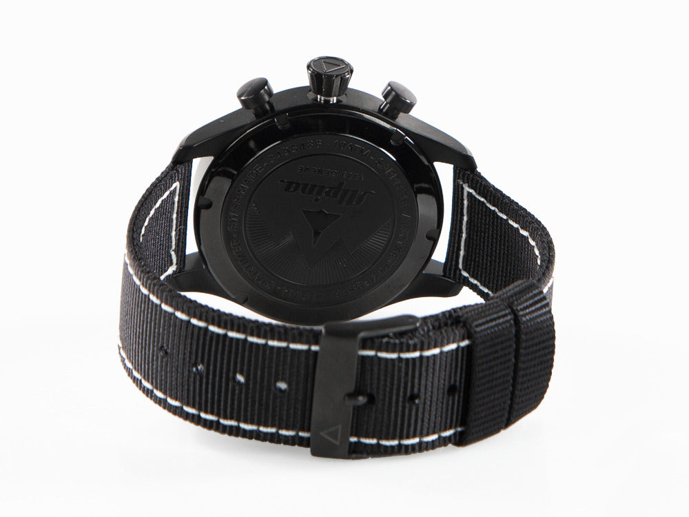 Alpina Startimer Pilot Chronograph Quartz Watch, PVD, 42 mm, Black, Day and date