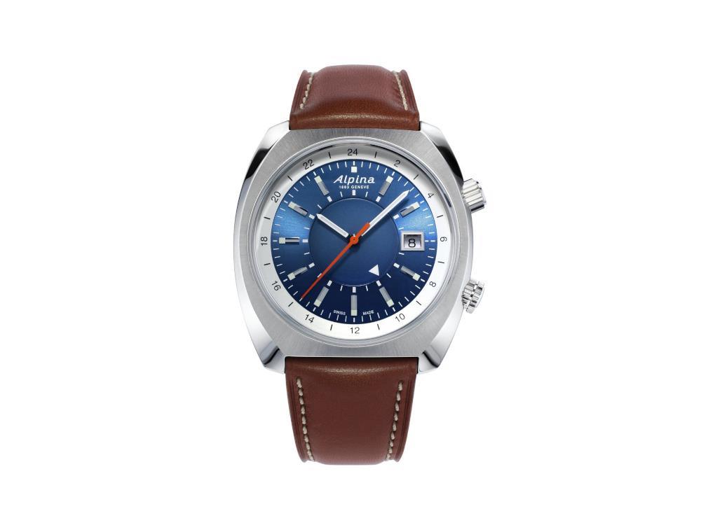 Alpina Startimer Pilot Heritage Automatic Watch, 42 mm, GMT, Blue, AL-555LNS4H6