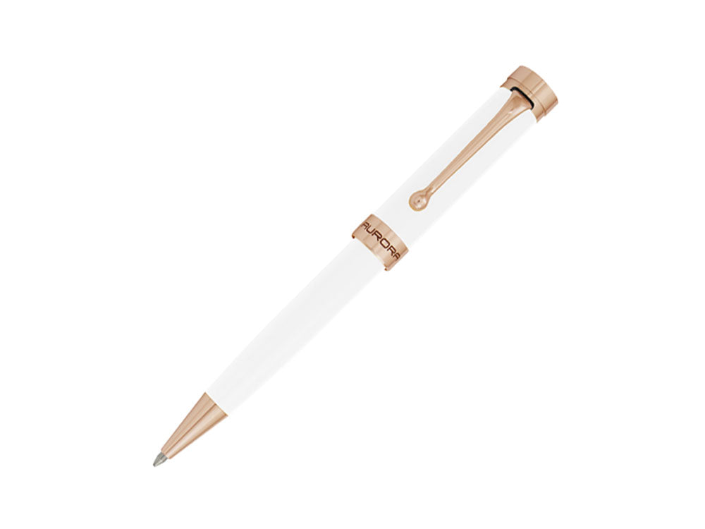 Aurora EDO Ballpoint pen, Resin, Rose Gold PVD, White, O31-W