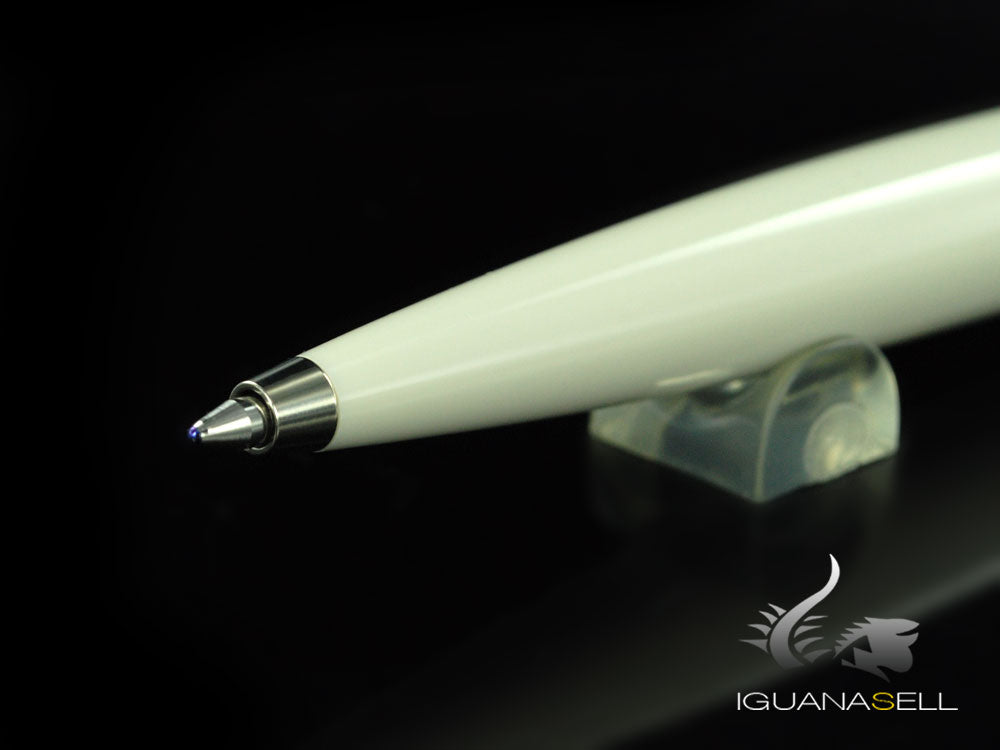 Aurora Style Ballpoint Pen - White Resin and Chromed Trims - E32CW
