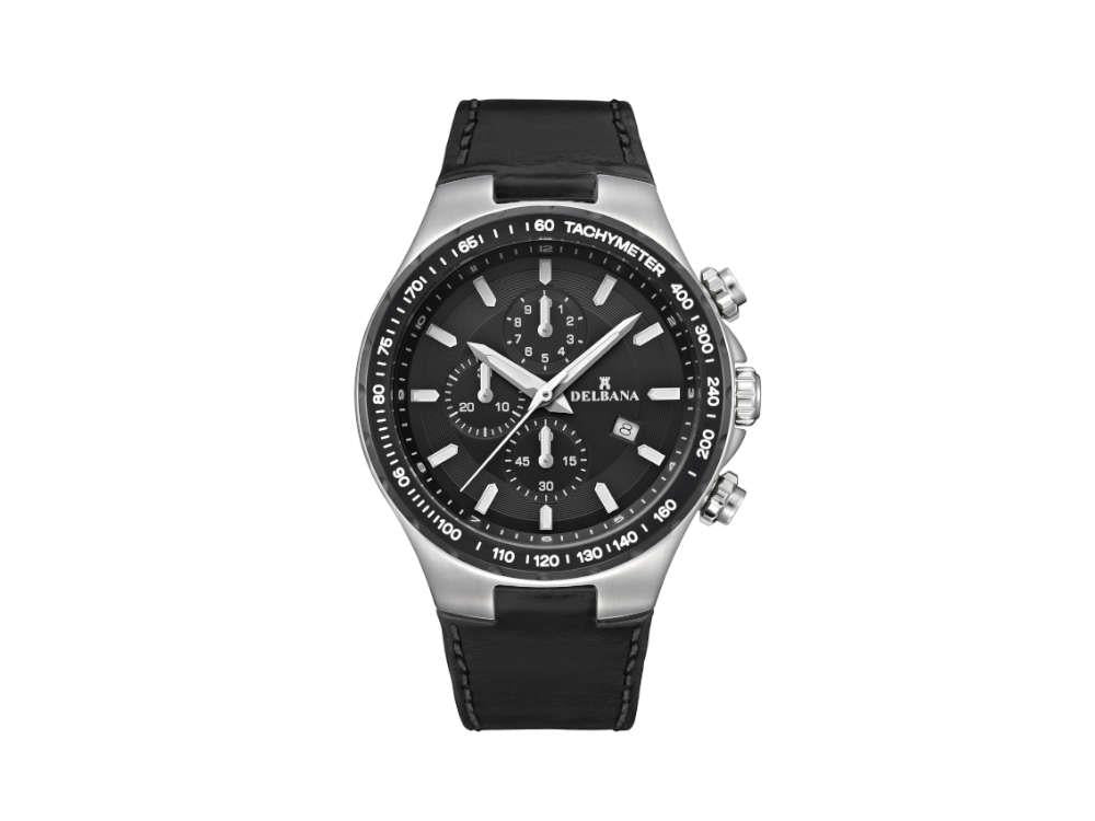 Delbana Sports Barcelona Quartz Watch, Black, PVD, Leather, 54602.674.6.031