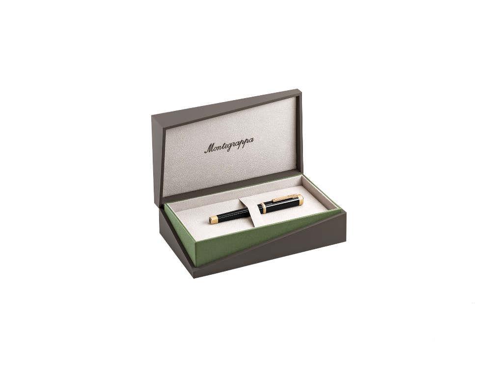 Montegrappa Quattro Fountain Pen, Gold plated, 14k Gold, Black, ISZ4I-4Y
