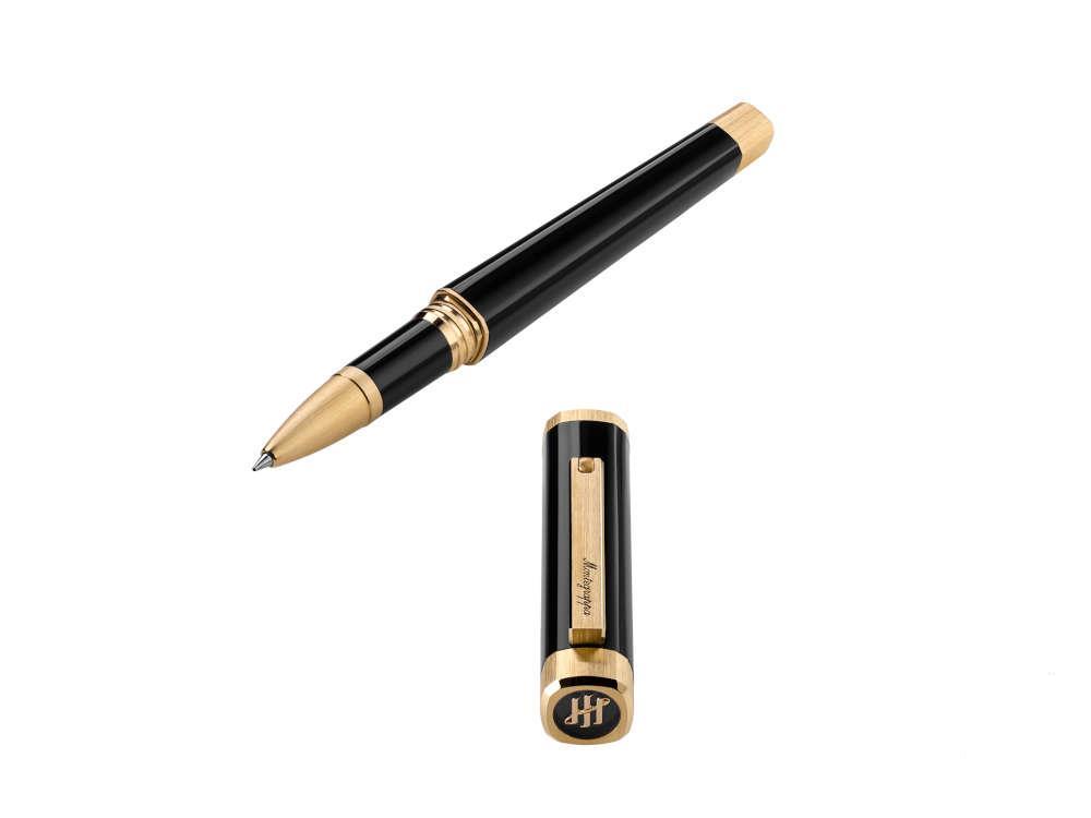 Montegrappa Quattro Rollerball pen, Acrylic Resin, Gold plated, Black, ISZ4IRIY