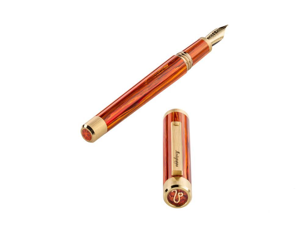 Montegrappa Zero Zodiac Leo Fountain Pen, Steel, ISZEZ-IY-O2