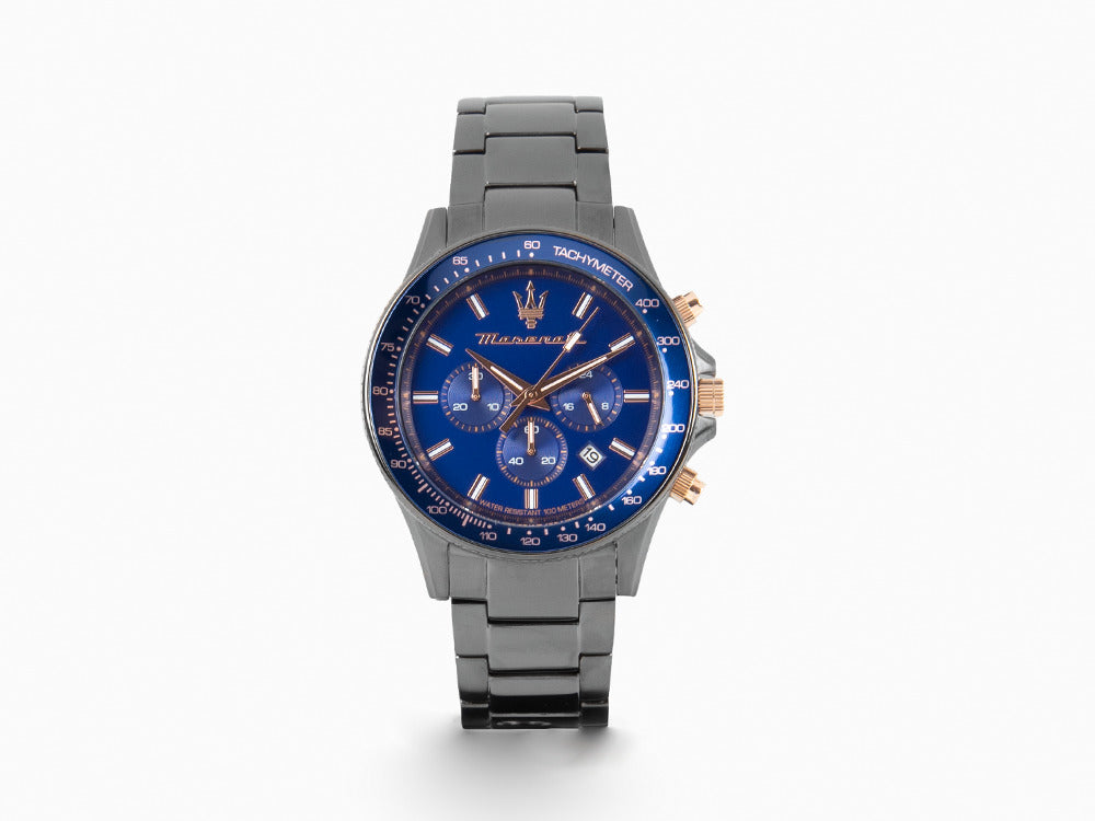 Maserati Sfida Quartz Watch, PVD Gun Metal, Blue, 44 mm, R8873640001
