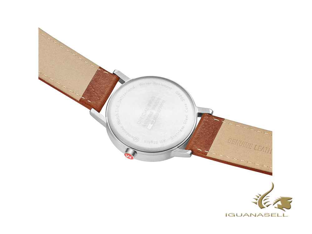 Mondaine Classic Quartz Watch, White/Brown, 40mm, Leather, A660.30360.16SBT