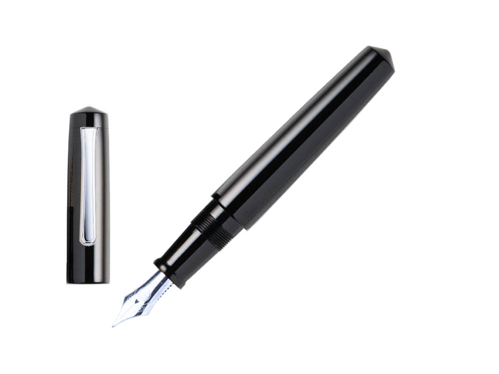 Nakaya Writer Kuro-Roiro Fountain Pen Black, Piccolo, Rhodium plated