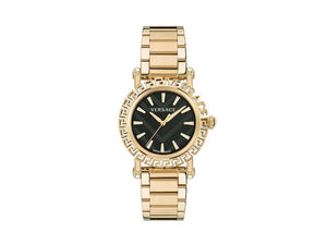 Versace Greca Glam Quartz Watch, PVD Gold, Black, 40 mm, VE6D00323