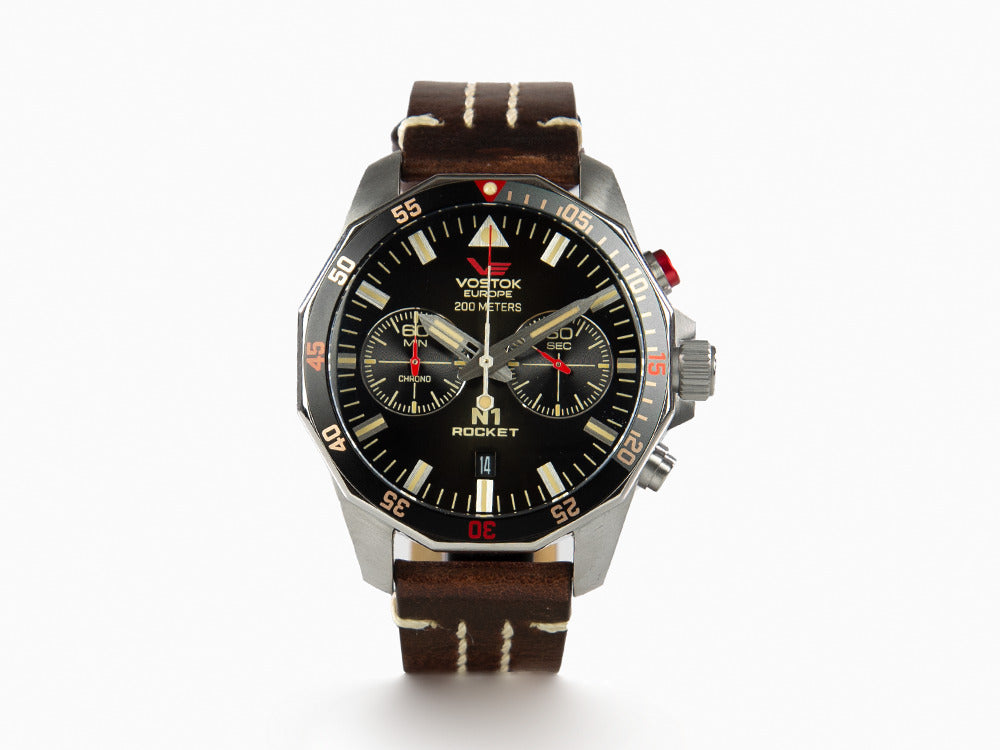 Vostok Europe Rocket N-1 Quartz Watch, Black, 46 mm, Chronograph, 6S21-225A618