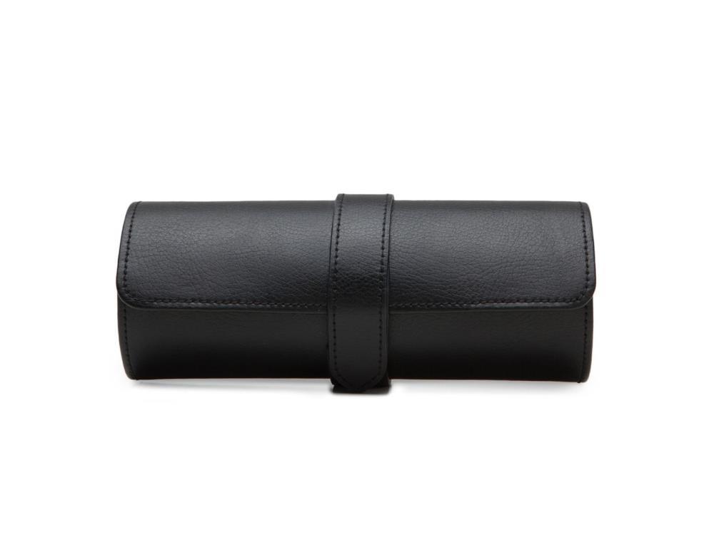 WOLF Blake Watch roll, 3 Watches, Black, Leather, 305028