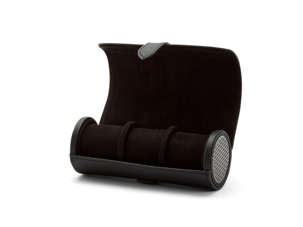 WOLF Axis Watch roll, 3 Watches, Black, Leather, 488403