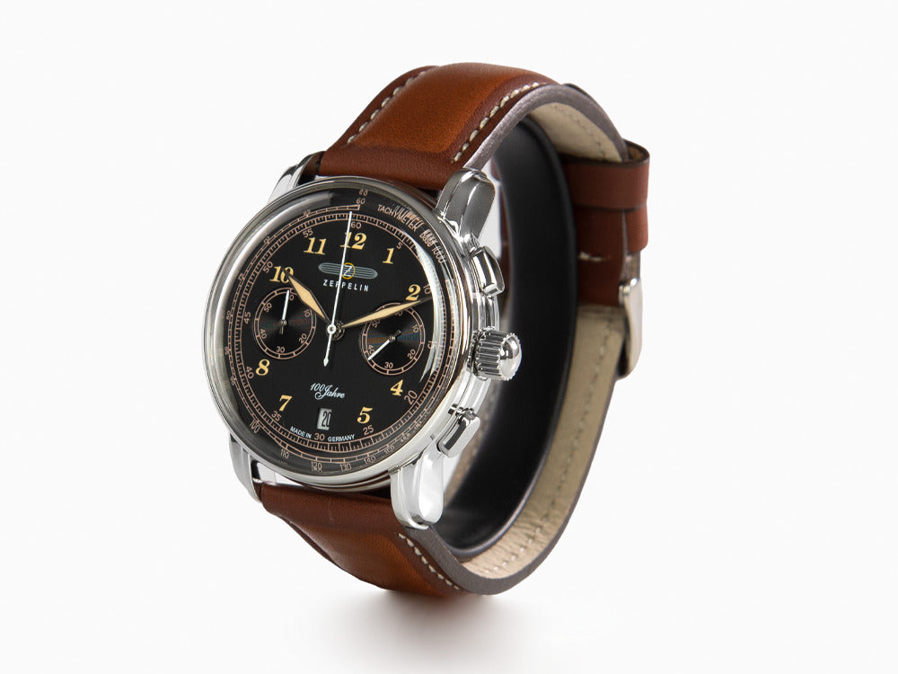 Zeppelin 100 Jahre Zeppelin Ed.2 Quartz Watch, Black, 42 mm, Chronograph, 7674-3
