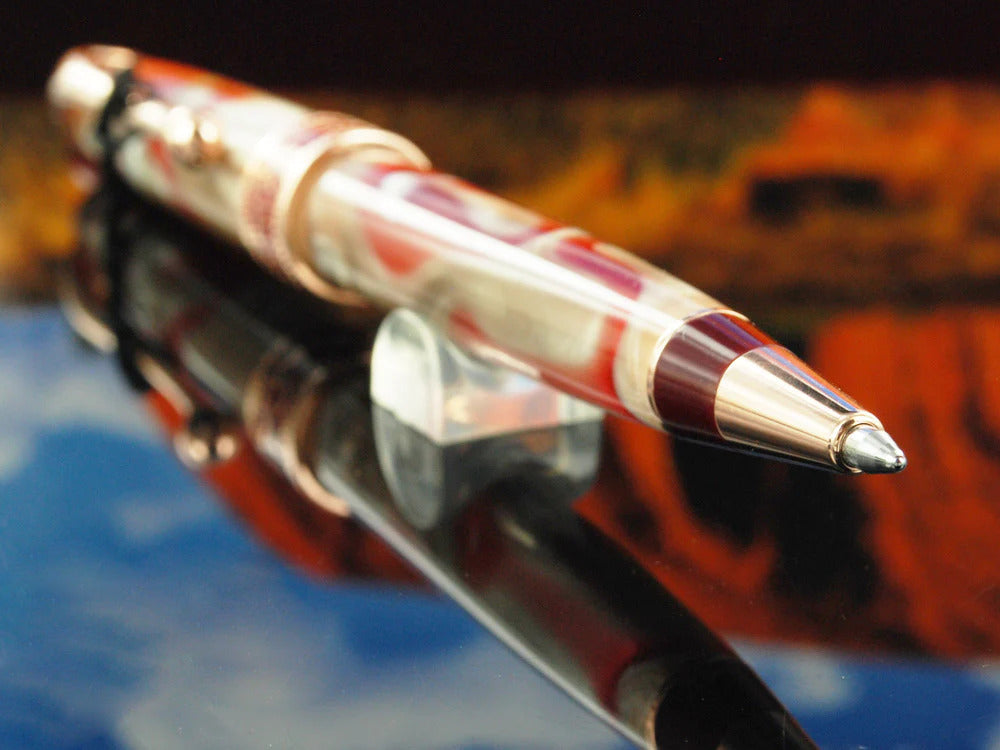 Aurora Oceania Ballpoint Pen, Limited Edition, Marbled resin, Rose Gold trims