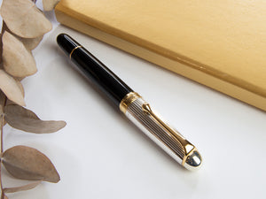 Aurora 88 Big Fountain Pen, Black Resin, Gold trim, 803