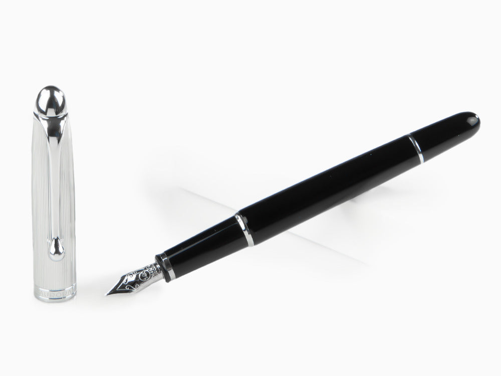 Aurora 88 Fountain Pen, Black Resin, Chrome Trim, 817