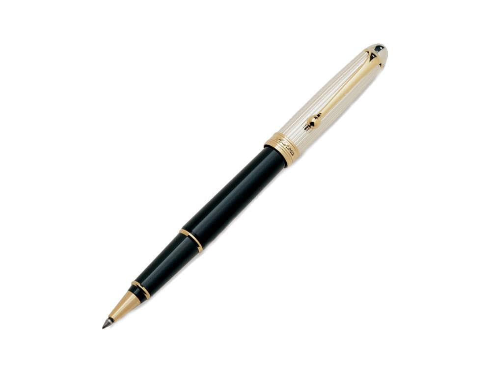 Aurora 88 Rollerball pen, Resin, Black, Silver trim, 873
