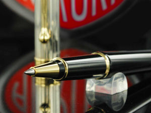 Aurora 88 Rollerball pen, Resin, Black, Silver trim, 873