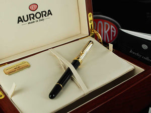Aurora 88 Rollerball pen, Resin, Black, Silver trim, 873