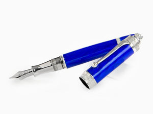 Aurora Duca Fountain Pen, Blue, Silver Trim, Limited Edition, 956-B