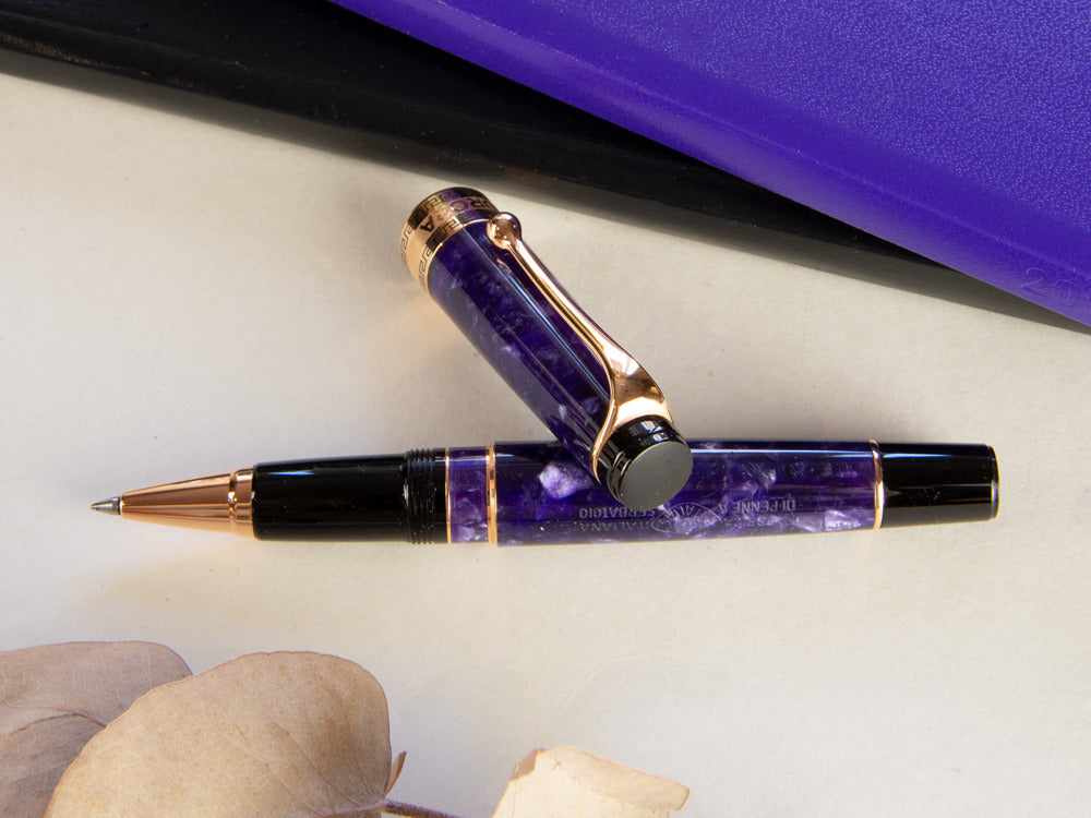 Aurora Optima Rollerball pen, Auroloide, Violet, Rose Gold PVD 975-VI