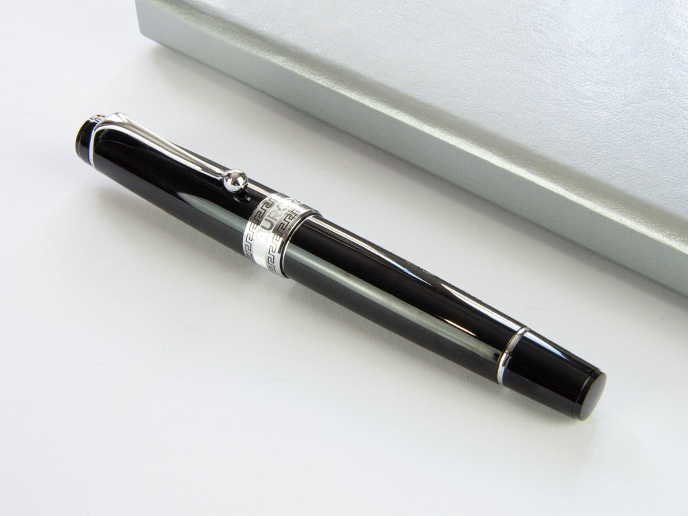Aurora Optima Fountain Pen, Resin, Black, Chrome Trim, 997CN