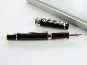 Aurora Optima Fountain Pen, Resin, Black, Chrome Trim, 997CN
