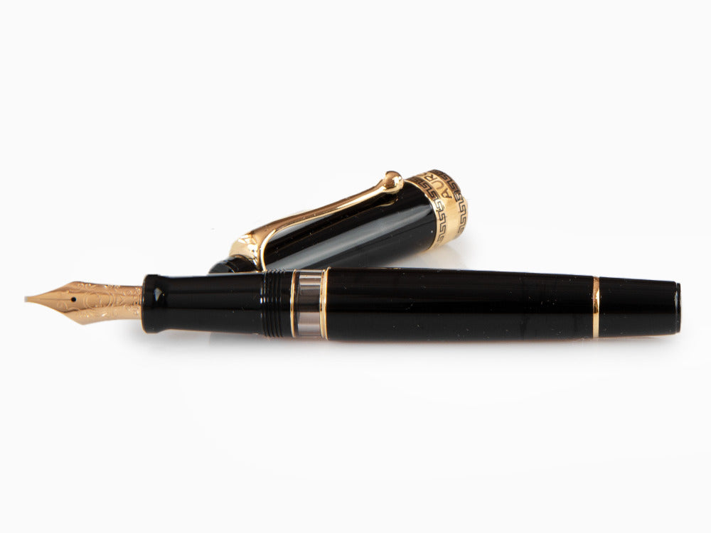 Aurora Optima Fountain Pen, Resin, Black, Gold plated, 997N