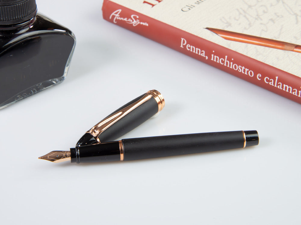 Aurora Ipsilon Satin Fountain Pen, Resin, Rose Gold Trim, B10-PN