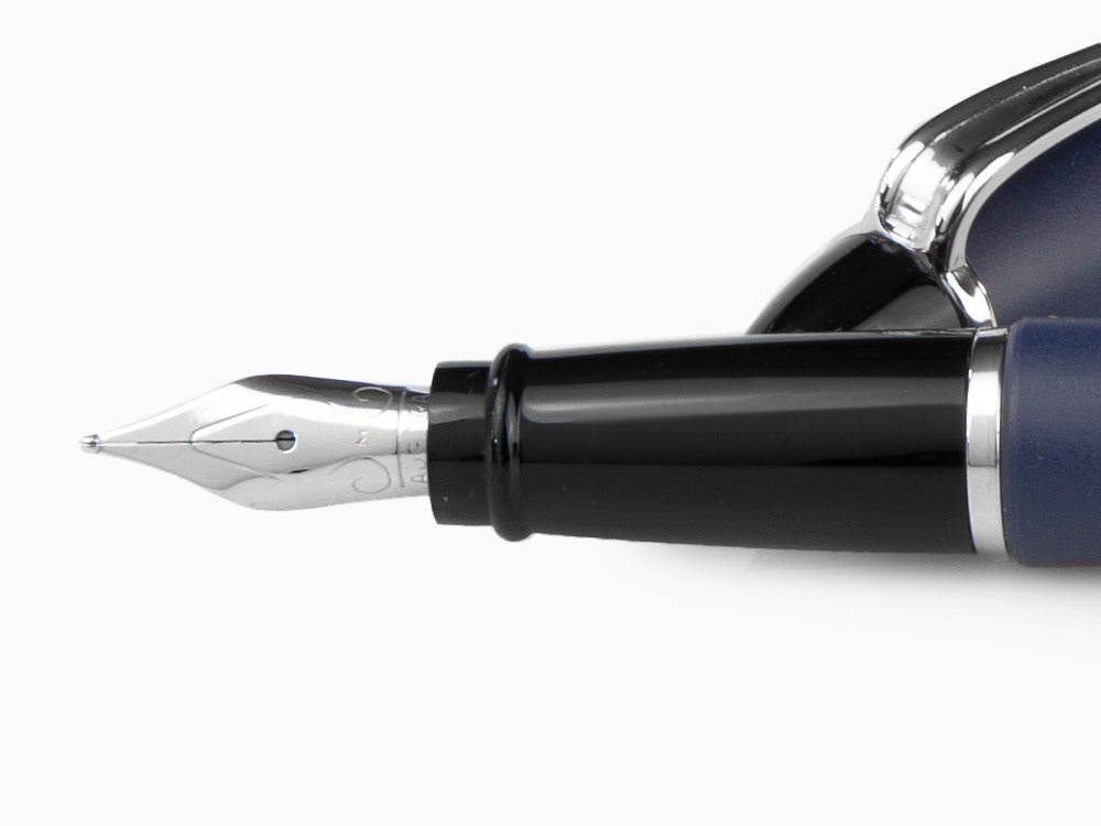 Aurora Fountain Pen Ipsilon Satin  - Blue Resin and Chrome - B10B