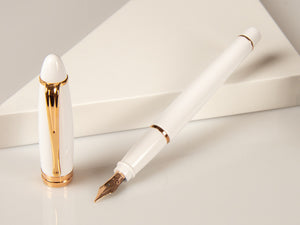 Aurora Ipsilon Winter Fountain Pen, Resin, White, Rose Gold, B11-PW