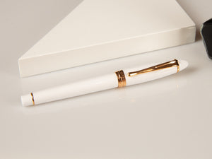 Aurora Ipsilon Winter Fountain Pen, Resin, White, Rose Gold, B11-PW