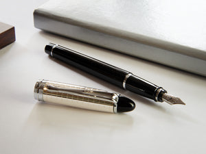 Aurora Ipsilon Quadra Fountain Pen, Resin, Black, Silver, B14CQN