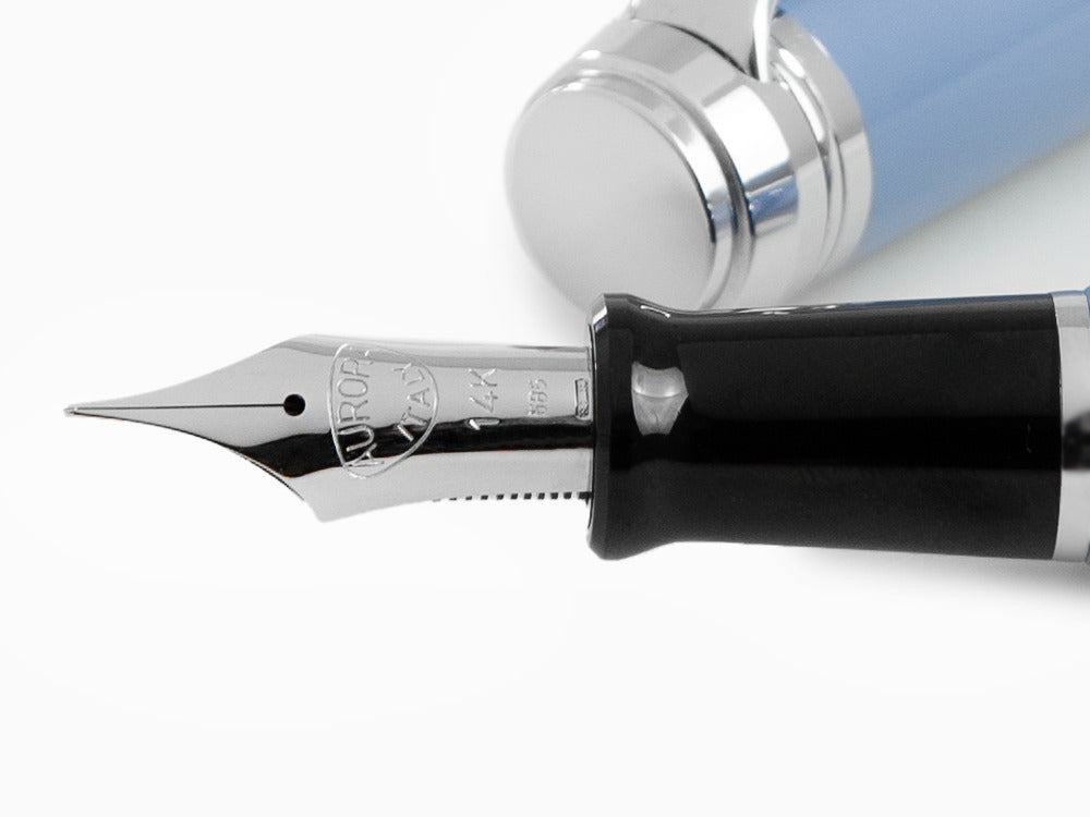 Aurora Talentum Big Fountain Pen, Resin, Chrome Trim, Blue, D11A