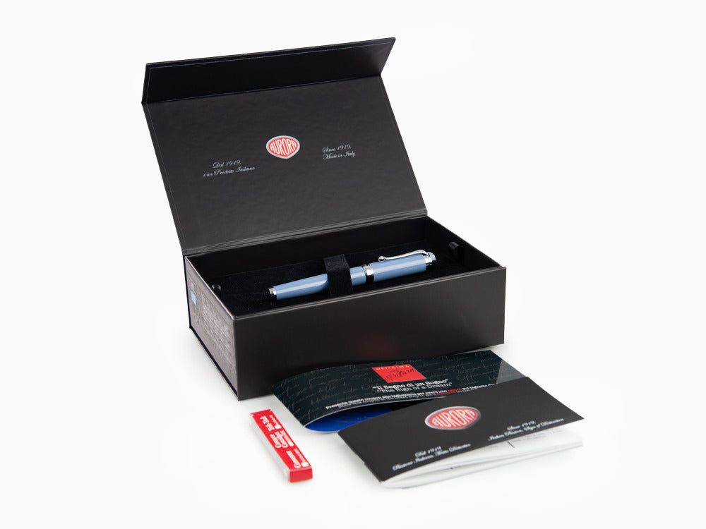 Aurora Talentum Big Fountain Pen, Resin, Chrome Trim, Blue, D11A