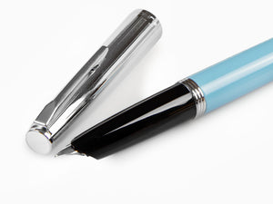 Aurora Duo-Cart Fountain Pen, Light Blue Resin, Chrome, DC57-CAM