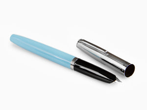 Aurora Duo-Cart Fountain Pen, Light Blue Resin, Chrome, DC57-CAM