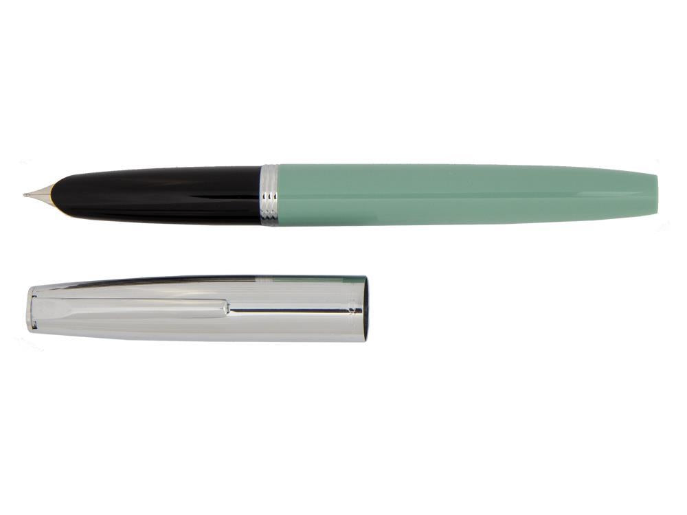 Aurora Duo-Cart Fountain Pen, Green resin, Chrome, DC57-CVM