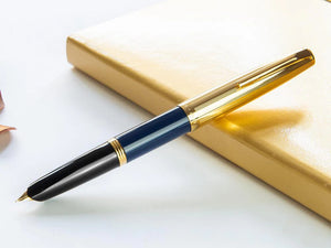 Aurora Duo-Cart Fountain Pen, Blue Resin, Gold plated, DC57-DBM