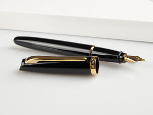 Aurora Style Fountain Pen - Black and Gold-Plated  -  E12DN