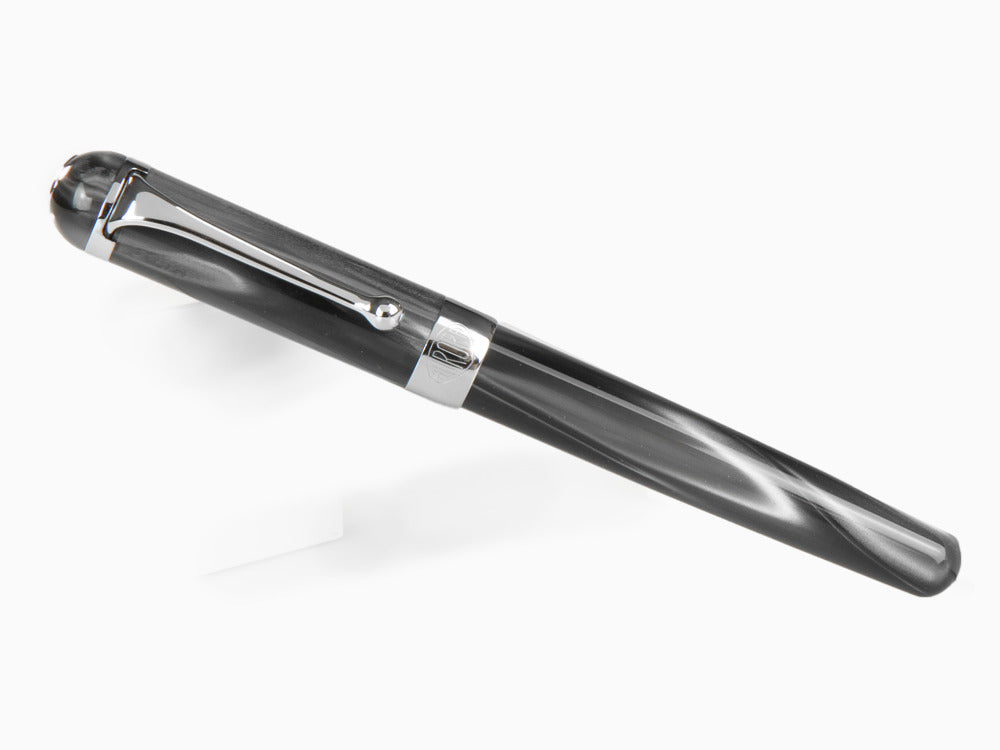Aurora Alpha Fountain Pen, Black Resin, Chrome Trim, H11CN