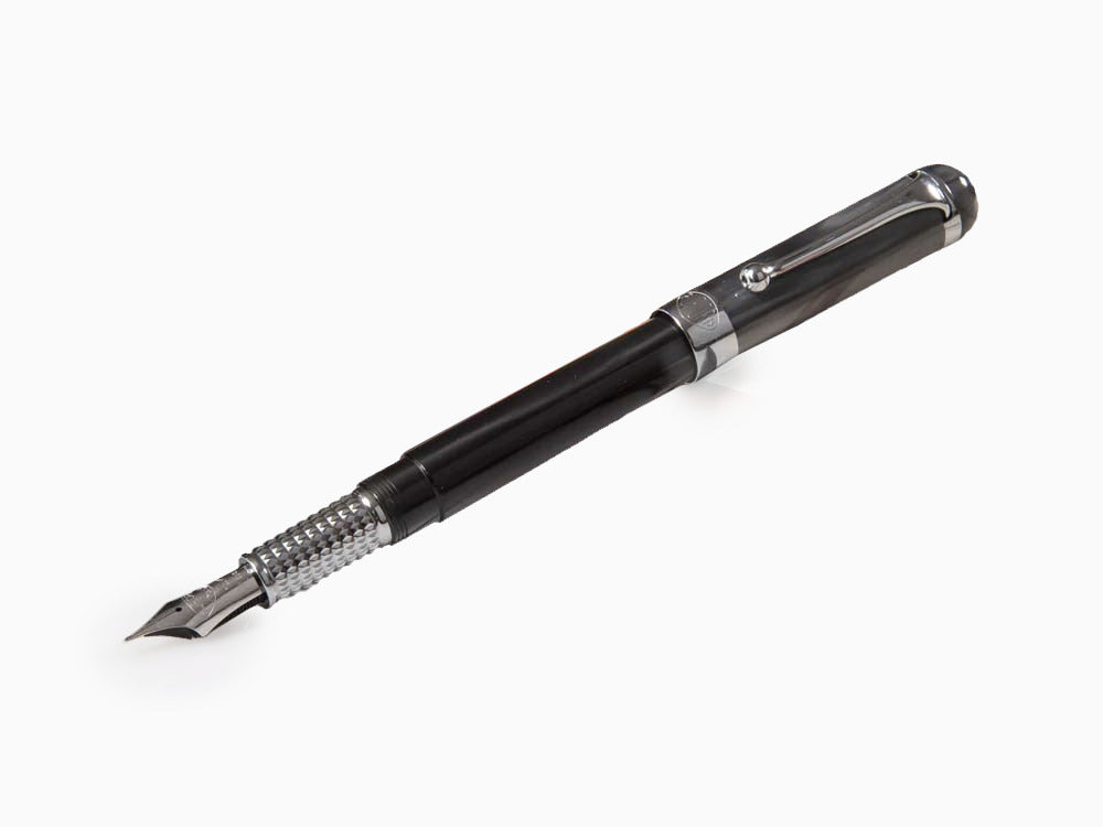 Aurora Alpha Fountain Pen, Black Resin, Chrome Trim, H11CN