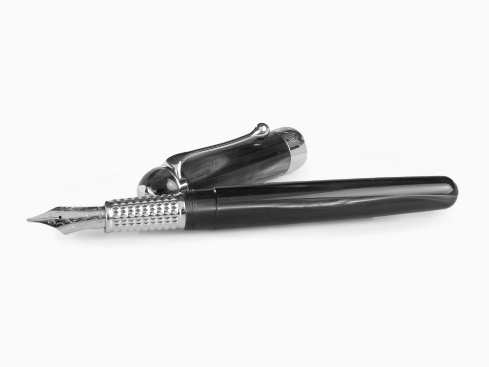 Aurora Alpha Fountain Pen, Black Resin, Chrome Trim, H11CN