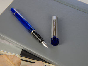 Aurora K Fountain Pen, Resin, Chrome Trim, Blue, K15-B