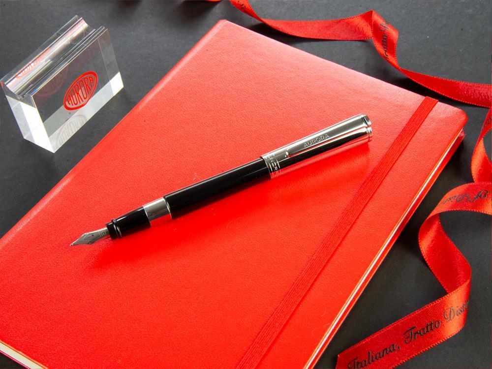 Aurora TU Fountain Pen, Resin, Chrome Trim, Black, T11CN