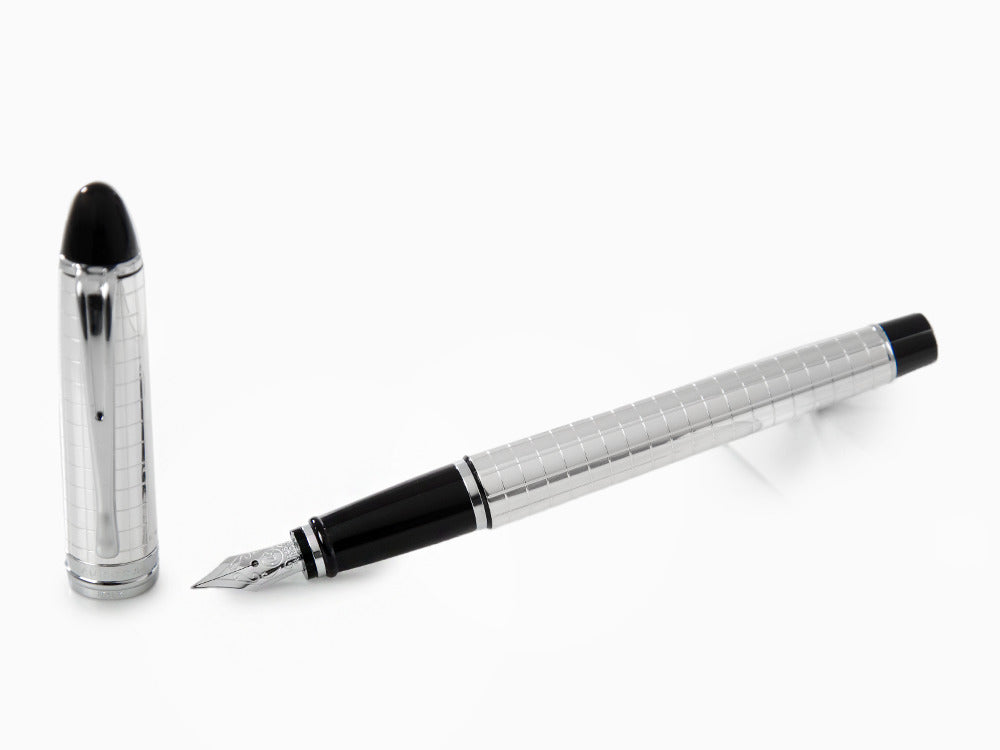 Aurora Ipsilon Fountain Pen, Silver .925, Chrome Trim, b14q