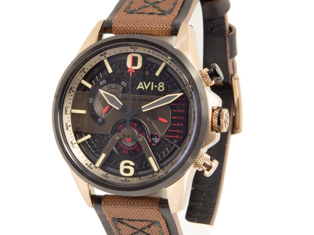 AVI-8 Hawker Harrier II Quartz Watch, PVD Gold, Black, 43 mm, AV-4056-06