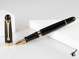 Aurora 88 Big Fountain Pen, Black Resin, Gold plated, 800