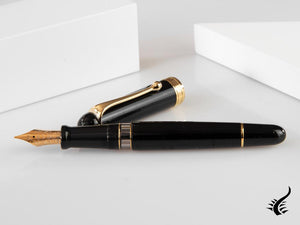 Aurora 88 Big Fountain Pen, Black Resin, Gold plated, 800