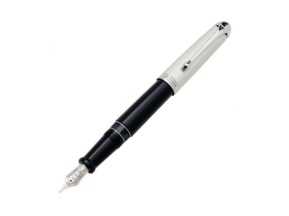 Aurora 88 Fountain Pen, Black Resin, Chrome Trim, 817