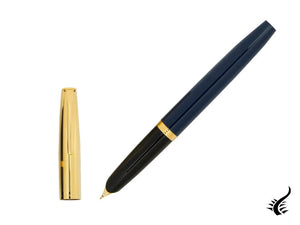 Aurora Duo-Cart Fountain Pen, Blue Resin, Gold plated, DC57-DBM